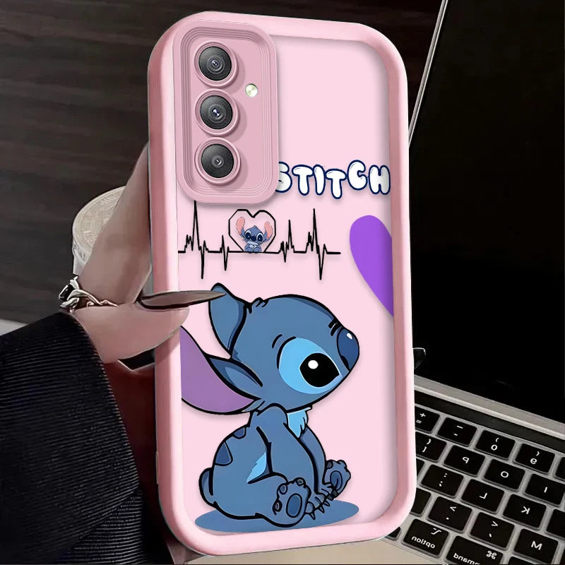 Lovely Disney Stitch Phone Case for  Galaxy S24 S23 S22 S21 Ultra plus FE A54 A34 A14 A73 A53 A33 Liquid Silicone Cover