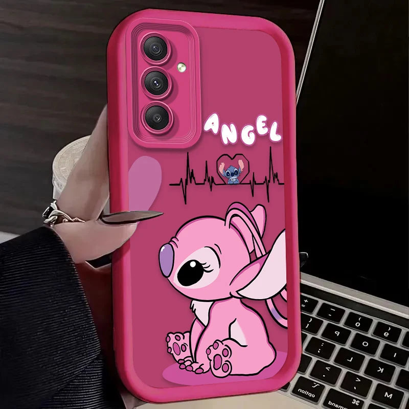 Lovely Disney Stitch Phone Case for  Galaxy S24 S23 S22 S21 Ultra plus FE A54 A34 A14 A73 A53 A33 Liquid Silicone Cover