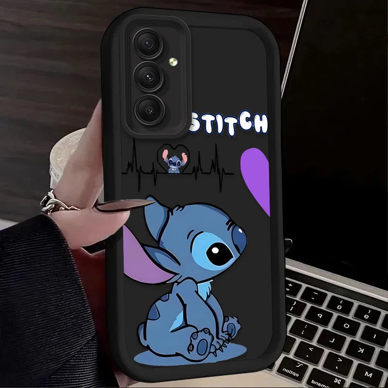 Lovely Disney Stitch Phone Case for  Galaxy S24 S23 S22 S21 Ultra plus FE A54 A34 A14 A73 A53 A33 Liquid Silicone Cover