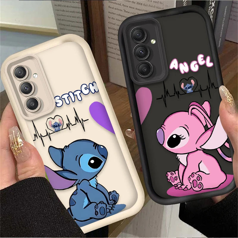 Lovely Disney Stitch Phone Case for  Galaxy S24 S23 S22 S21 Ultra plus FE A54 A34 A14 A73 A53 A33 Liquid Silicone Cover