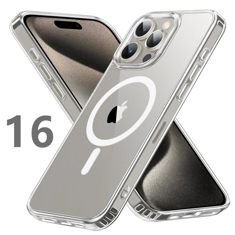 Magnetic Clear Case for Iphone 16 15 14 13 11 12 Pro Max plus Transparent Case Wireless Charging Cover Compatible with Magsafe