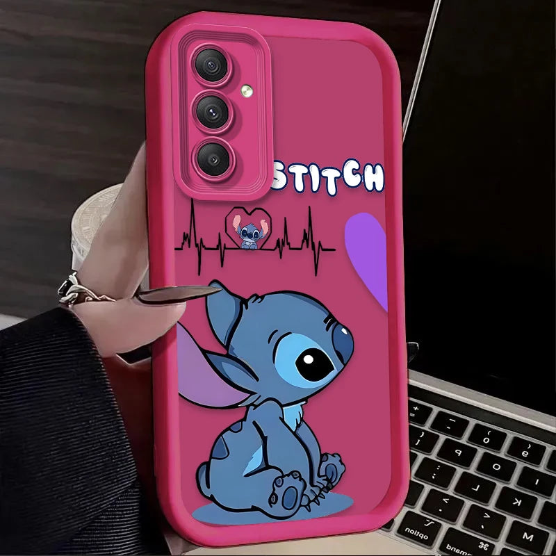 Lovely Disney Stitch Phone Case for  Galaxy S24 S23 S22 S21 Ultra plus FE A54 A34 A14 A73 A53 A33 Liquid Silicone Cover