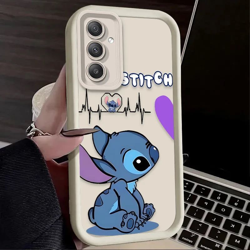 Lovely Disney Stitch Phone Case for  Galaxy S24 S23 S22 S21 Ultra plus FE A54 A34 A14 A73 A53 A33 Liquid Silicone Cover