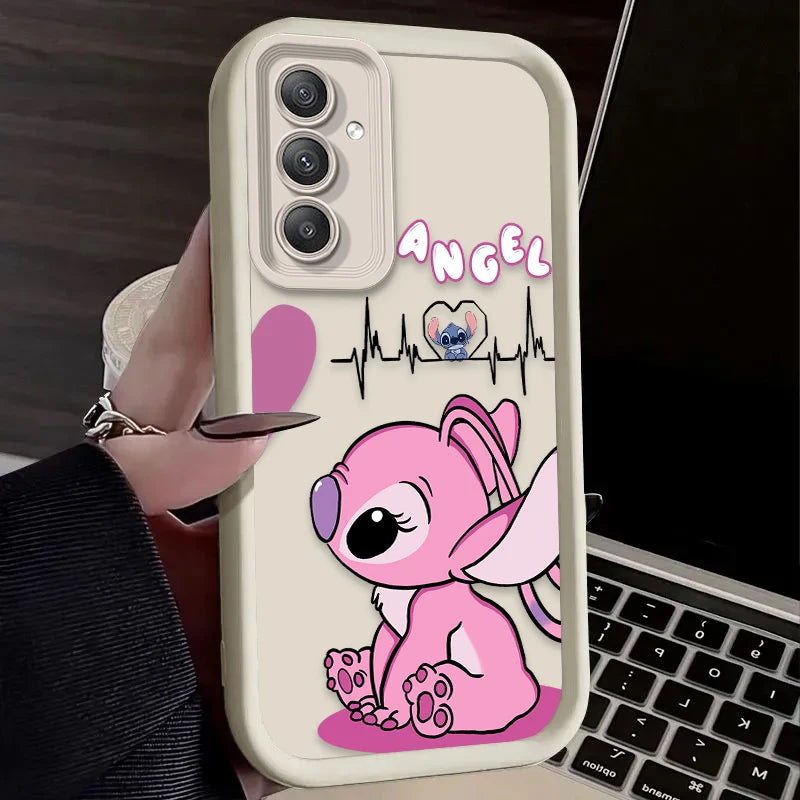 Lovely Disney Stitch Phone Case for  Galaxy S24 S23 S22 S21 Ultra plus FE A54 A34 A14 A73 A53 A33 Liquid Silicone Cover